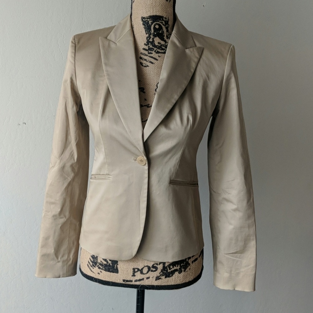 Ann Taylor Petite Khaki Blazer sz 0